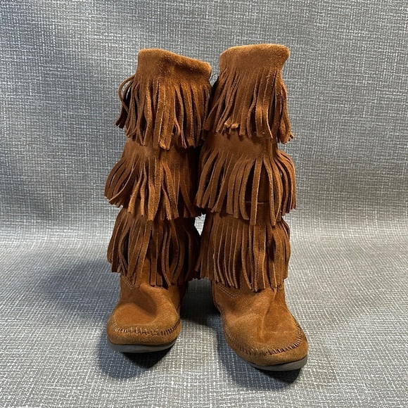 Minnetonka Moccasins Suede Leather Fringe Boots US 6 - Picture 4 of 12